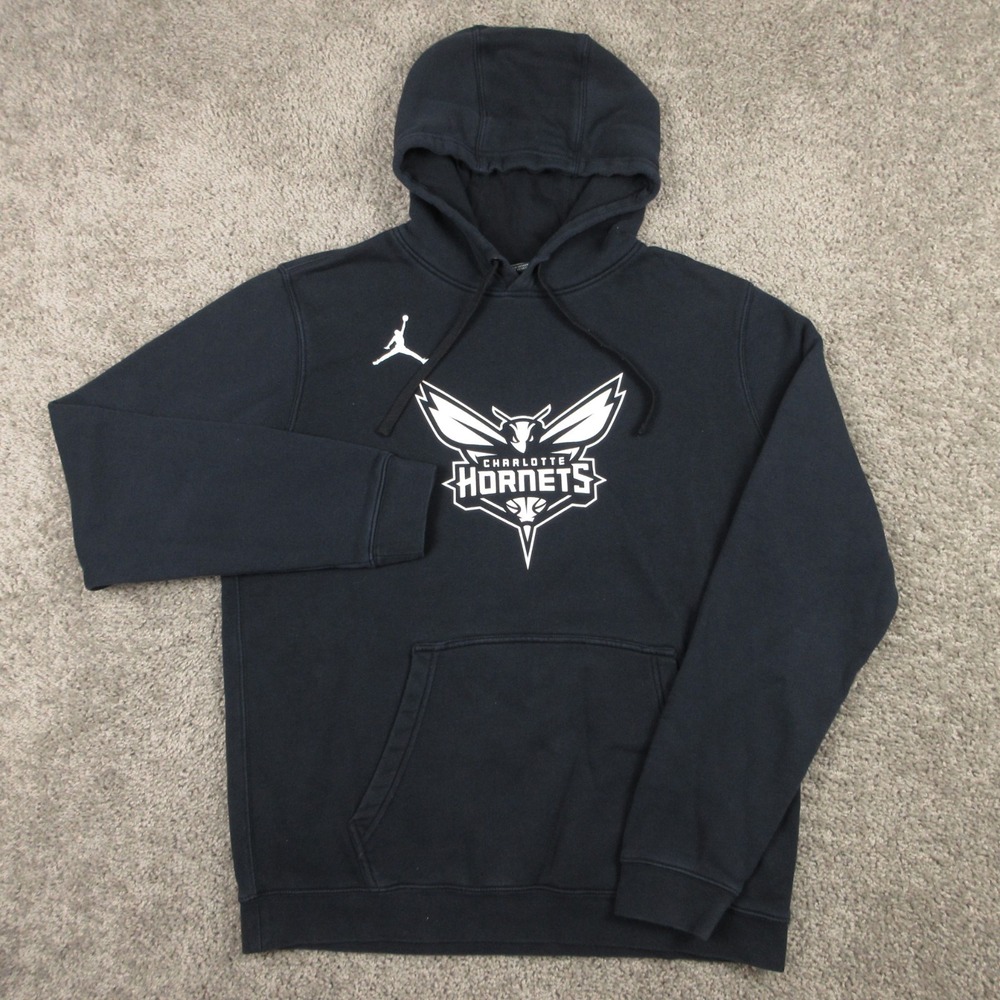 Charlotte Hornets Sweater Mens Large Black Hoodie Sweatshirt Nike Jordan Logo